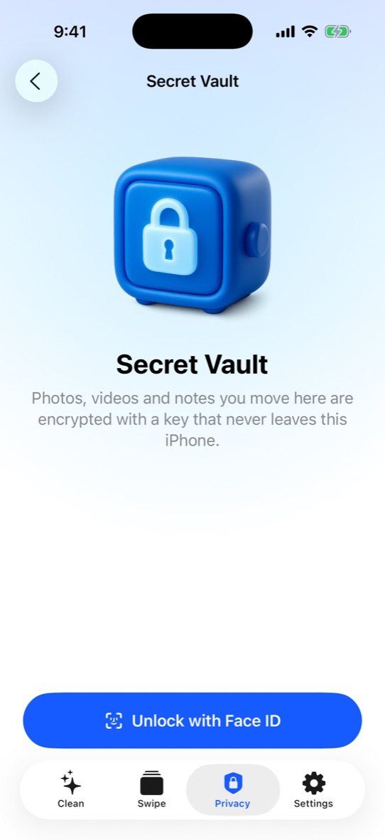 Secret Vault locked with Face ID